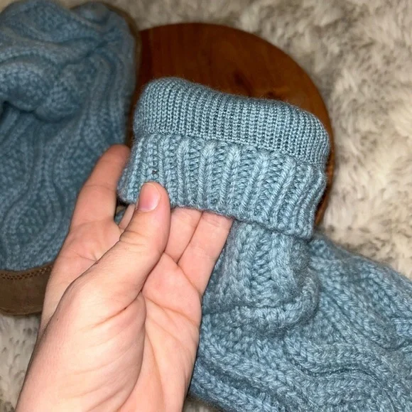 L.L. Bean Cable Knit Slipper Sock Leather Slippers Womens size 7.5 - Picture 5 of 7